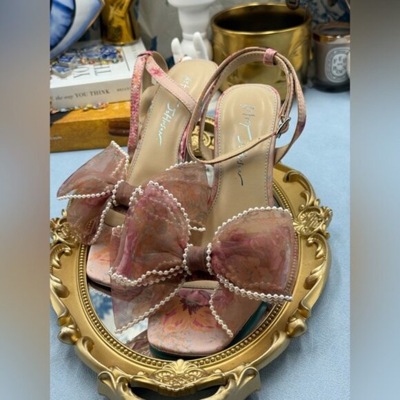 🆕 BETSEY JOHNSON 🧿 NWOB Fawn Slingback Sandal, Pink Floral - Sz US 7.5 - Picture 13 of 15